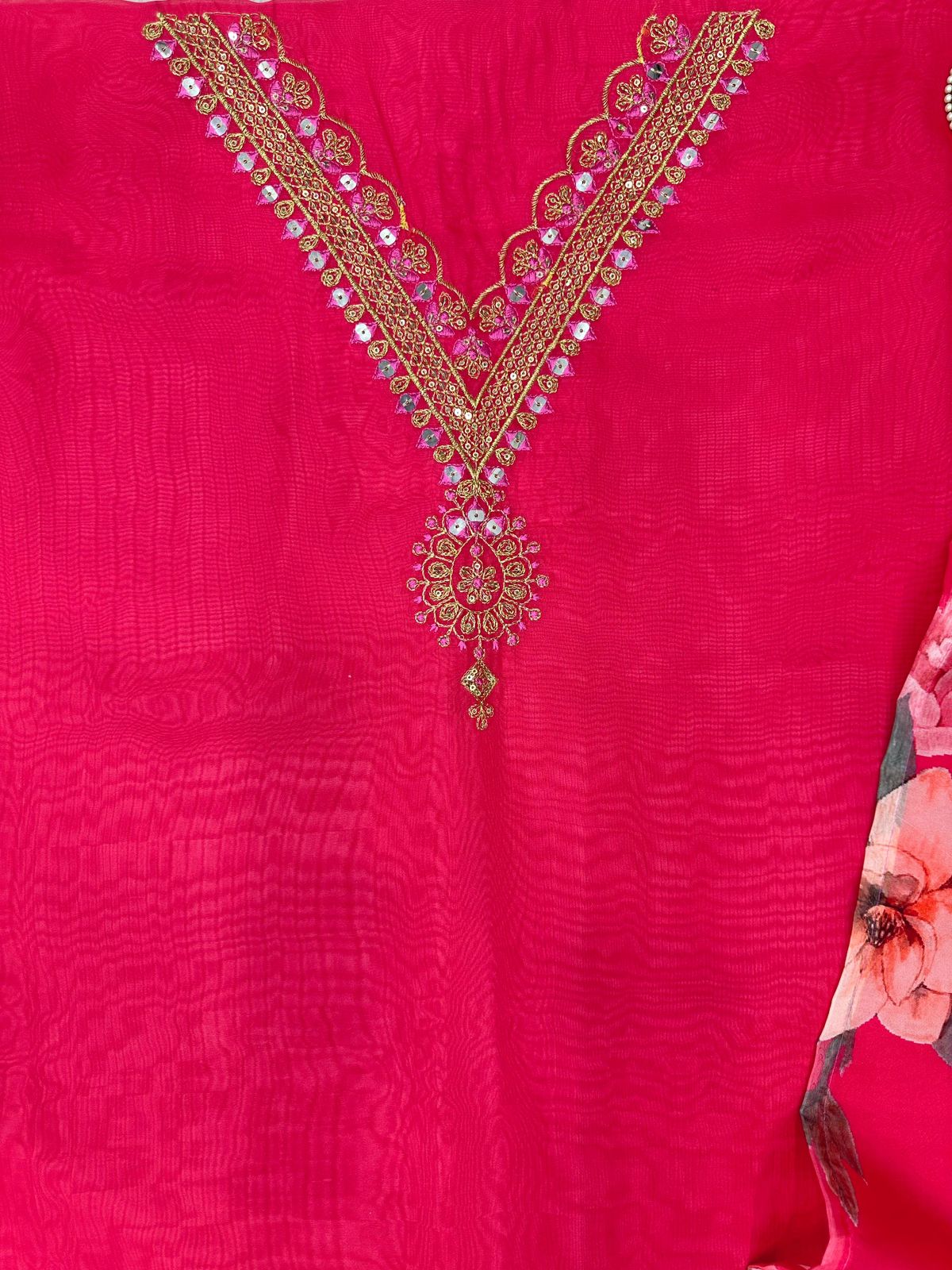 Designer Suit on Tibby Silk Fabric with inner and Thred & Sequence work