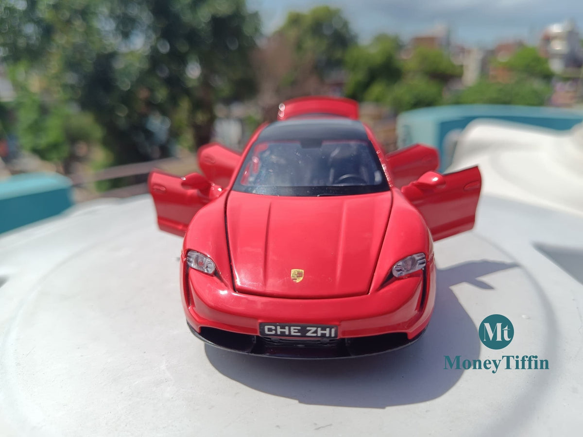 Porche - Diecast Metal Car RED Color ( 1:32 Scale Simulation Sound and Light Pull Back Series )