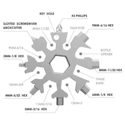 18 in 1 Stainless Steel Snowflake Multitool Wrench