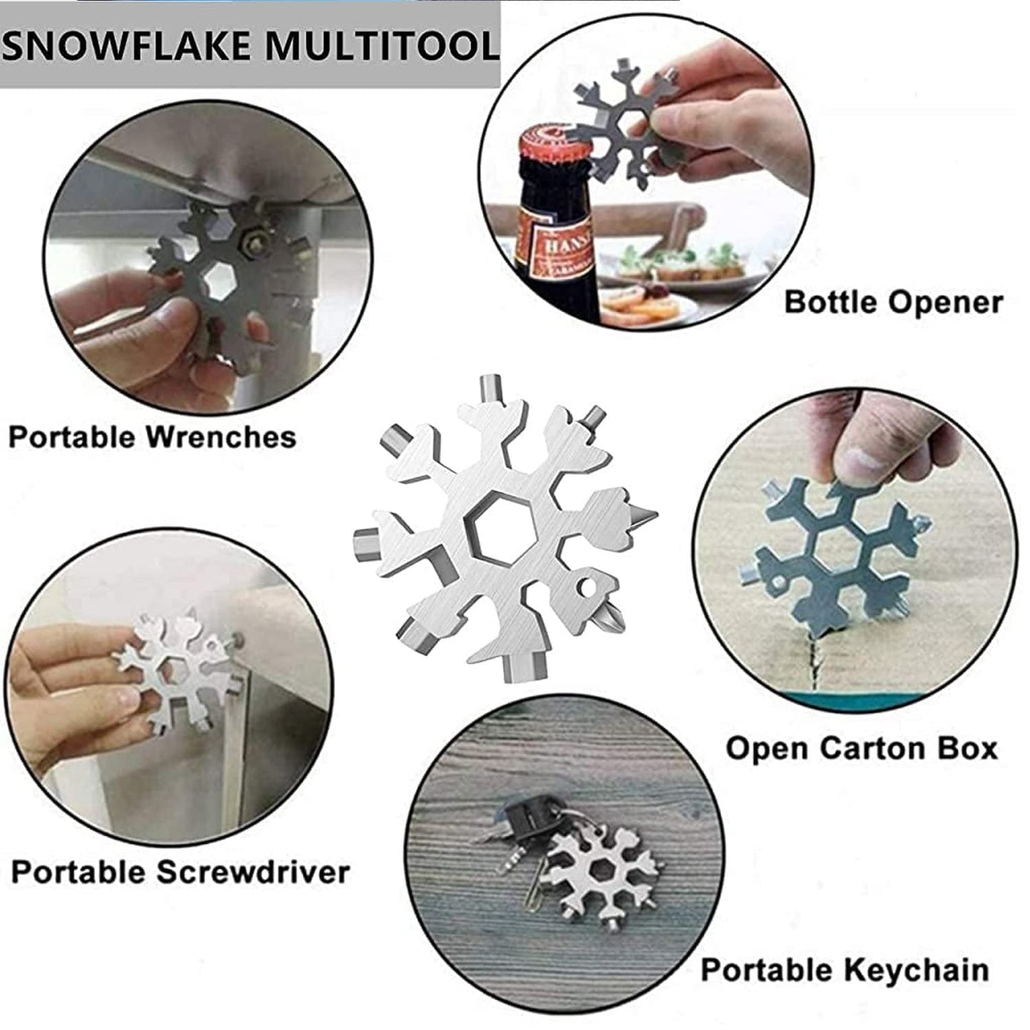 18 in 1 Stainless Steel Snowflake Multitool Wrench