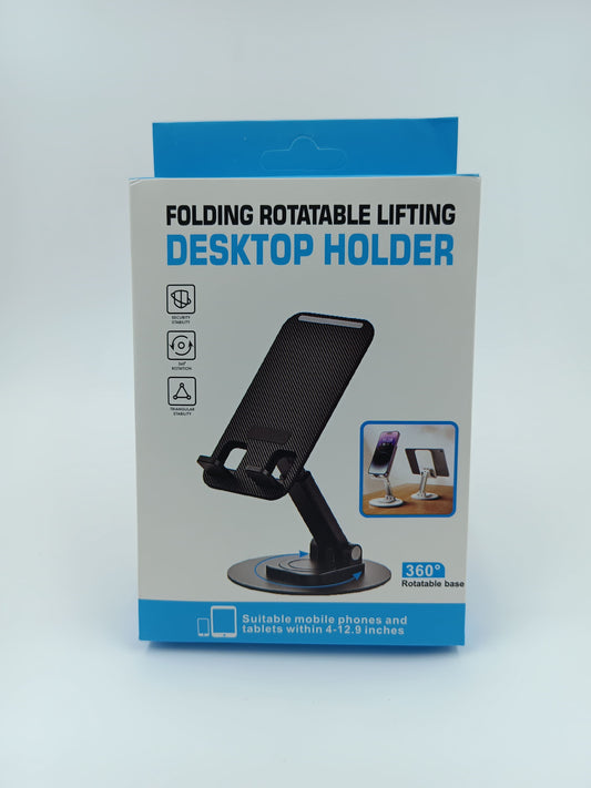 360° Rotation And Foldable Design Mobile Stand with Stable Metallic Round Base