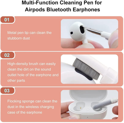 5 in 1 Soft Multi-Function Cleaning Tools Kit for Keyboard & Earphone Cleaner Soft High-Density Brush Set with Keycap Puller Corner Gap Duster Gadget for Laptop Air pods Pro