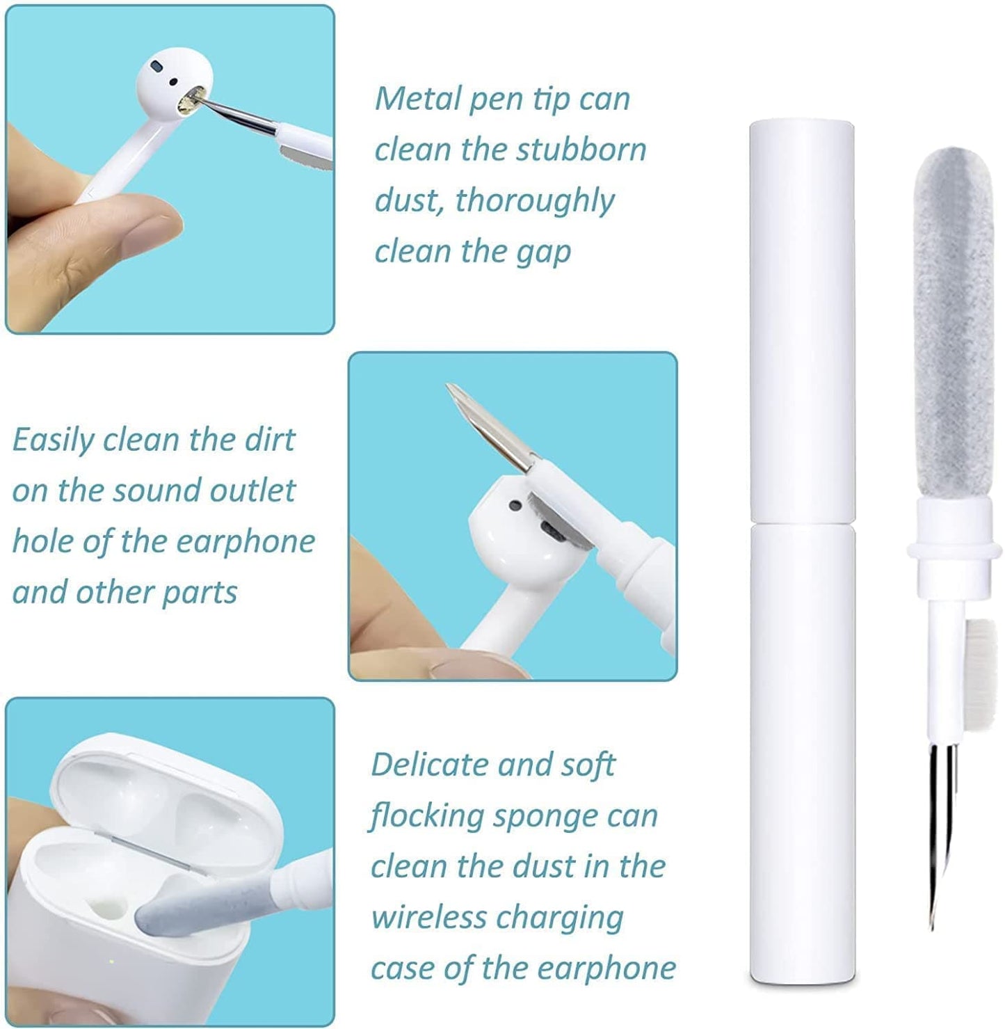 5 in 1 Soft Multi-Function Cleaning Tools Kit for Keyboard & Earphone Cleaner Soft High-Density Brush Set with Keycap Puller Corner Gap Duster Gadget for Laptop Air pods Pro
