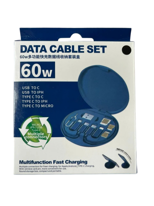 All in One 60W USB Fast Charging Travel Data Cable Set