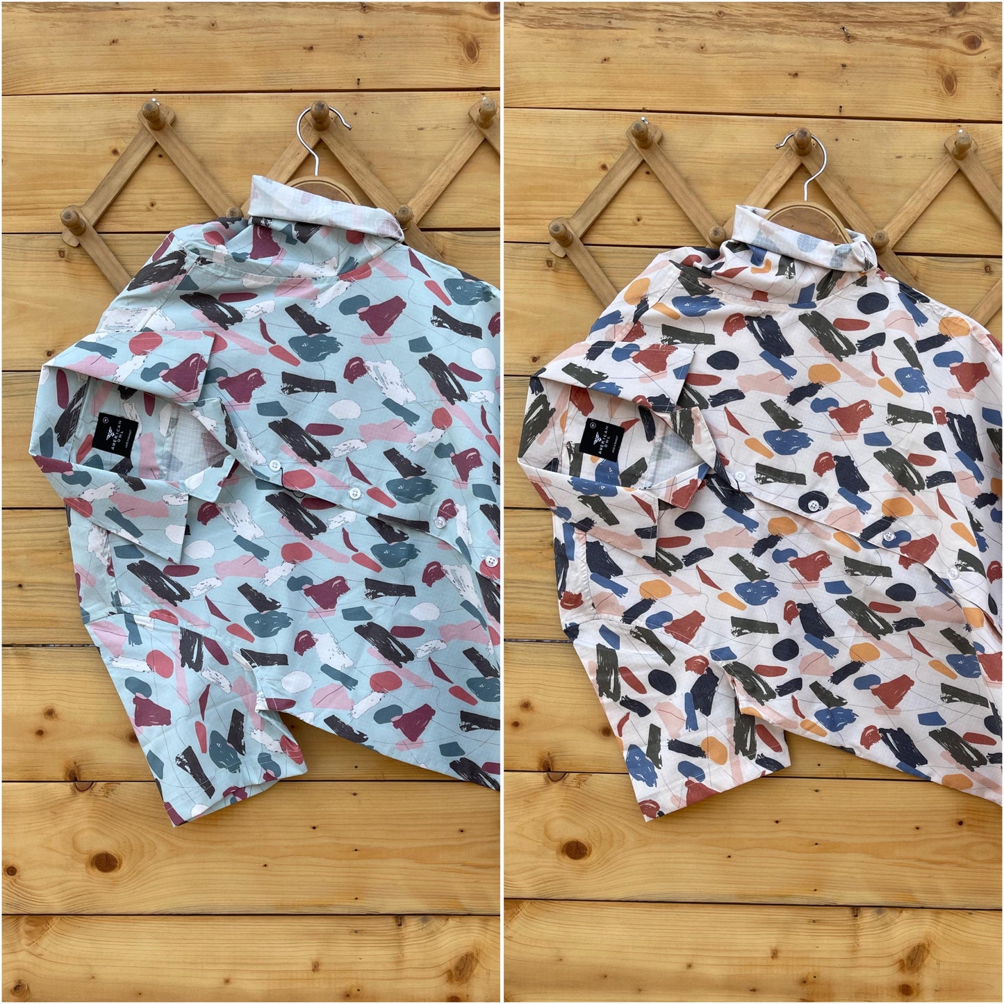 American Owl Imported Fabric Random Print Design Half Sleeve Shirt