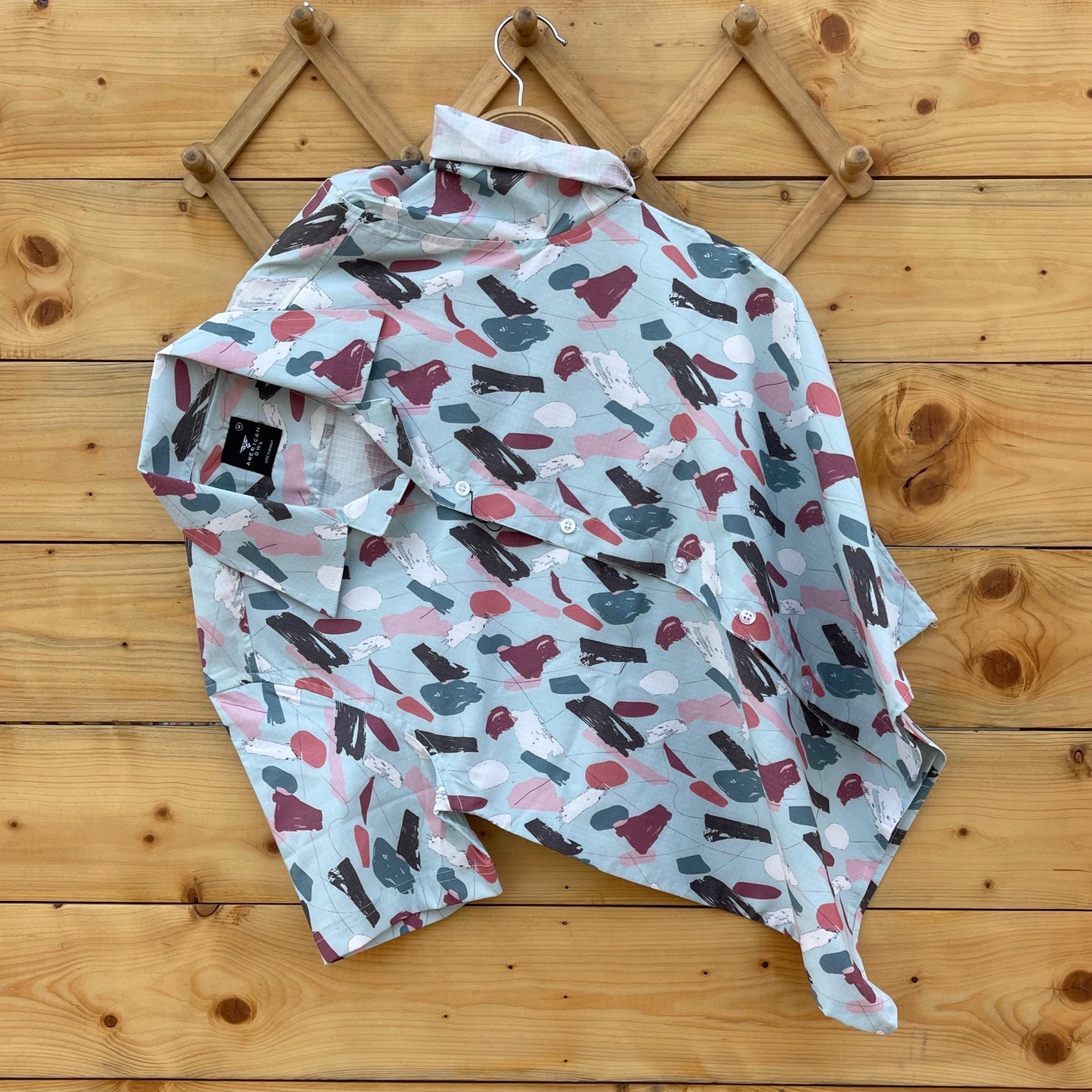 American Owl Imported Fabric Random Print Design Half Sleeve Shirt