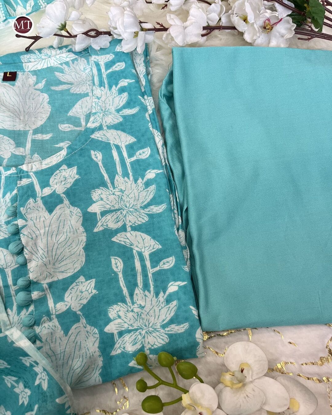 BLUE RANI Cotton 60 60 Suit Set