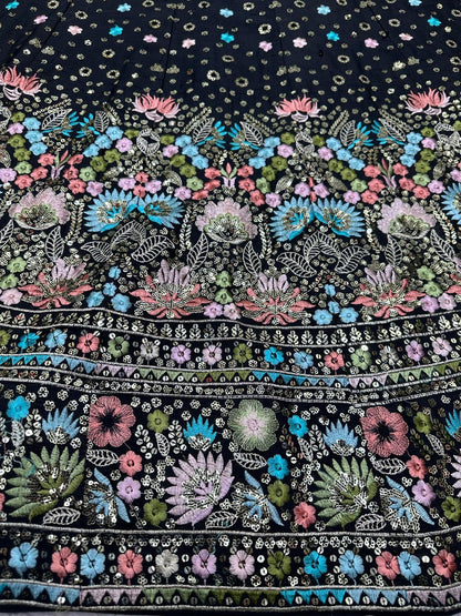 Beautiful Designer Lehenga Black and Blue Combination