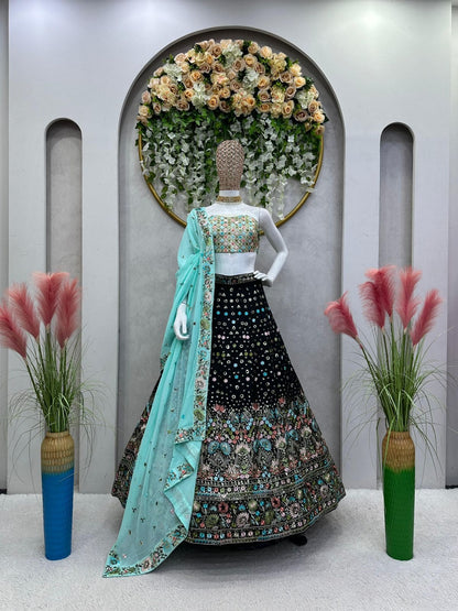 Beautiful Designer Lehenga Black and Blue Combination