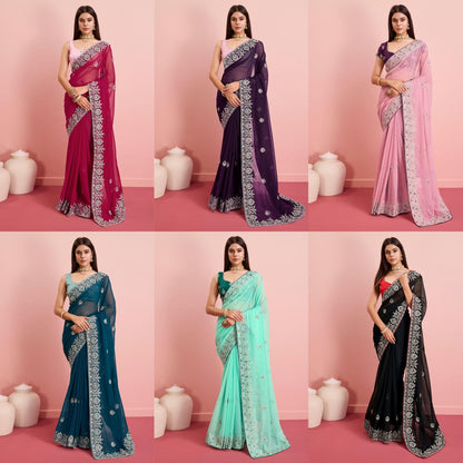 Beautiful Designer Saree On Soft Faux Georgette Fabric