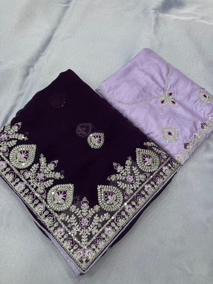 Beautiful Designer Saree On Soft Faux Georgette Fabric