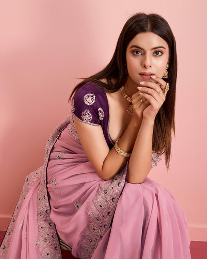 Beautiful Designer Saree On Soft Faux Georgette Fabric