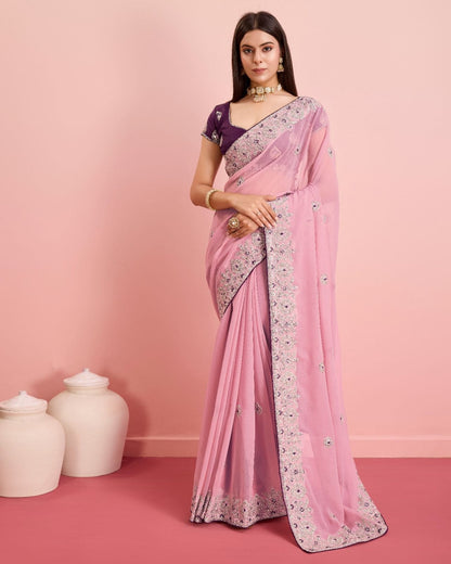 Beautiful Designer Saree On Soft Faux Georgette Fabric