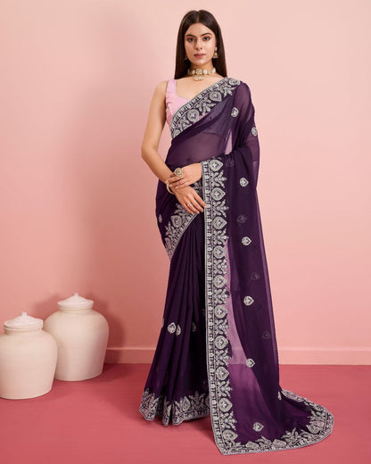 Beautiful Designer Saree On Soft Faux Georgette Fabric