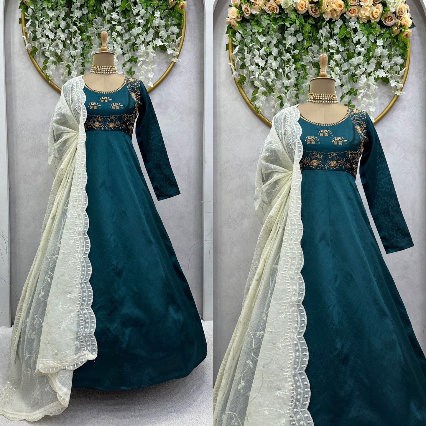 Beautiful Designer Suit On Heavy Phantom Silk Fabric