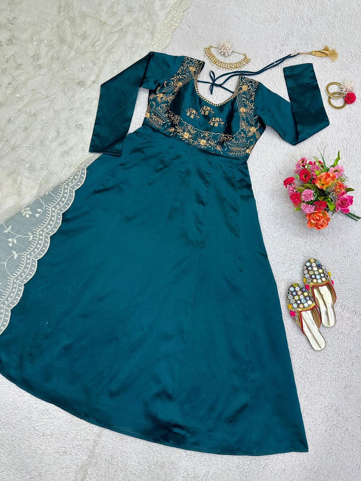 Beautiful Designer Suit On Heavy Phantom Silk Fabric