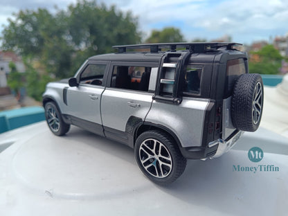 Land Rover Defender - Diecast Metal Car | ( 1:24 Scale Simulation Sound and Light Pull Back Series )