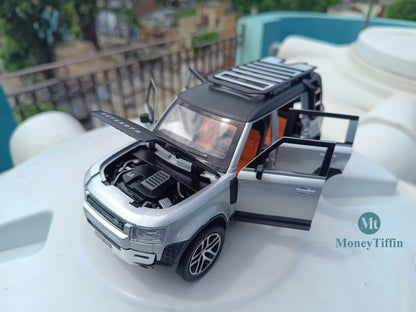 Land Rover Defender - Diecast Metal Car | ( 1:24 Scale Simulation Sound and Light Pull Back Series )