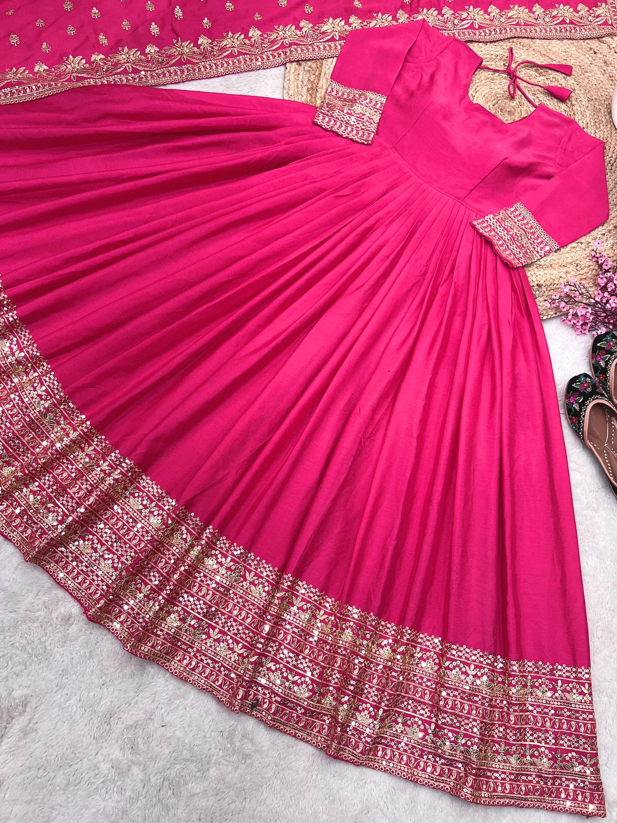 Designer Party Wear Gown With Full Heavy Embroidery Sequence Work