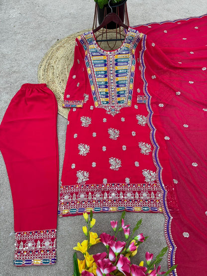 Designer Party Wear Look Fancy Top-Dupatta and Fully Stitched Bottom