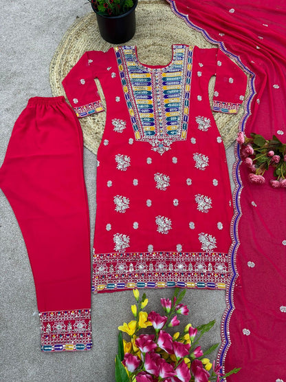 Designer Party Wear Look Fancy Top-Dupatta and Fully Stitched Bottom