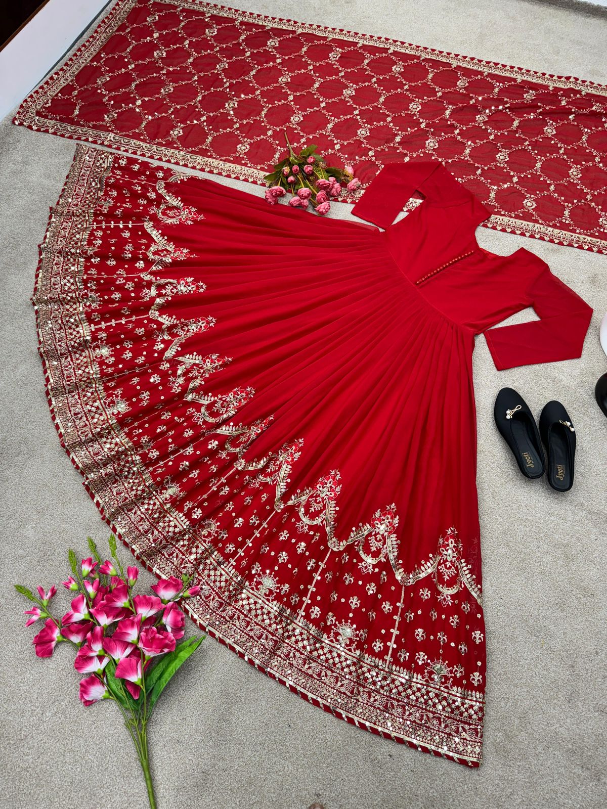 Designer Party Wear Look Gown and Dupatta in Fully Heavy Embroidery Sequence