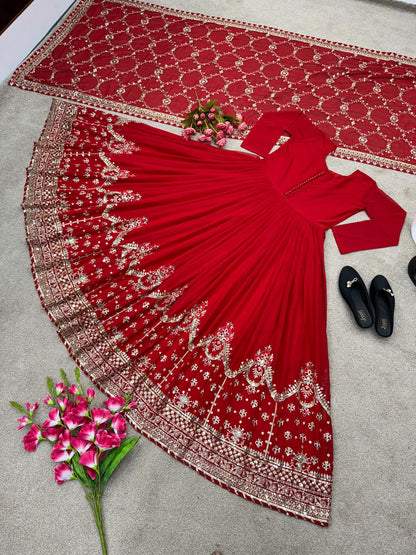 Designer Party Wear Look Gown and Dupatta in Fully Heavy Embroidery Sequence