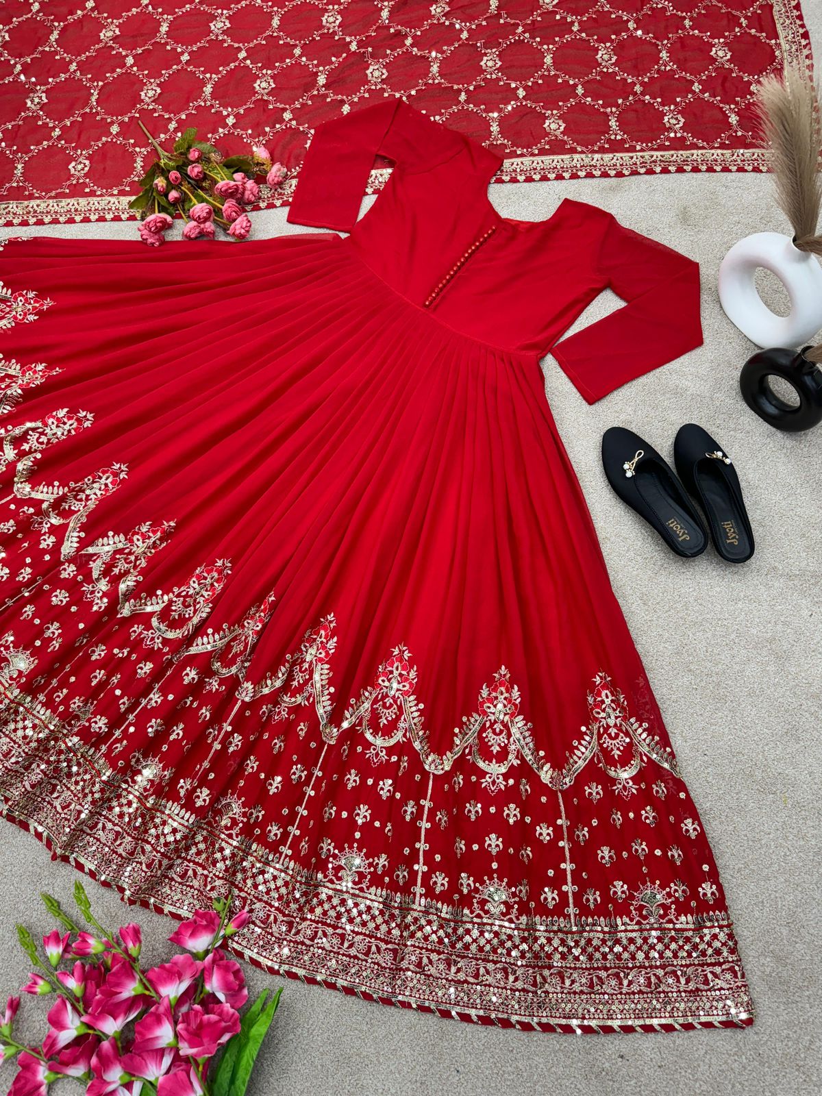 Designer Party Wear Look Gown and Dupatta in Fully Heavy Embroidery Sequence