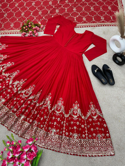 Designer Party Wear Look Gown and Dupatta in Fully Heavy Embroidery Sequence