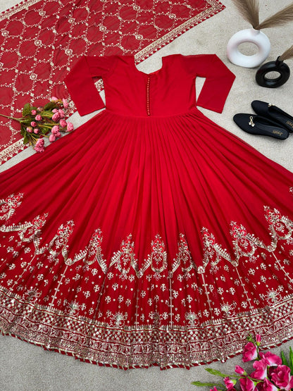 Designer Party Wear Look Gown and Dupatta in Fully Heavy Embroidery Sequence