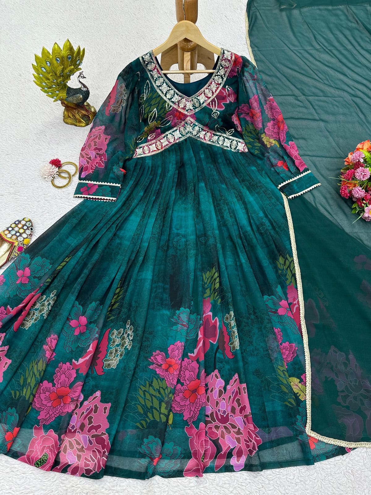 Designer Suit On heavy Faux Georgette fabric with Inner and Digital Print with Thread & Sequence Work