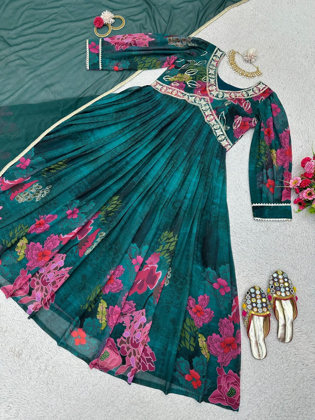 Designer Suit On heavy Faux Georgette fabric with Inner and Digital Print with Thread & Sequence Work