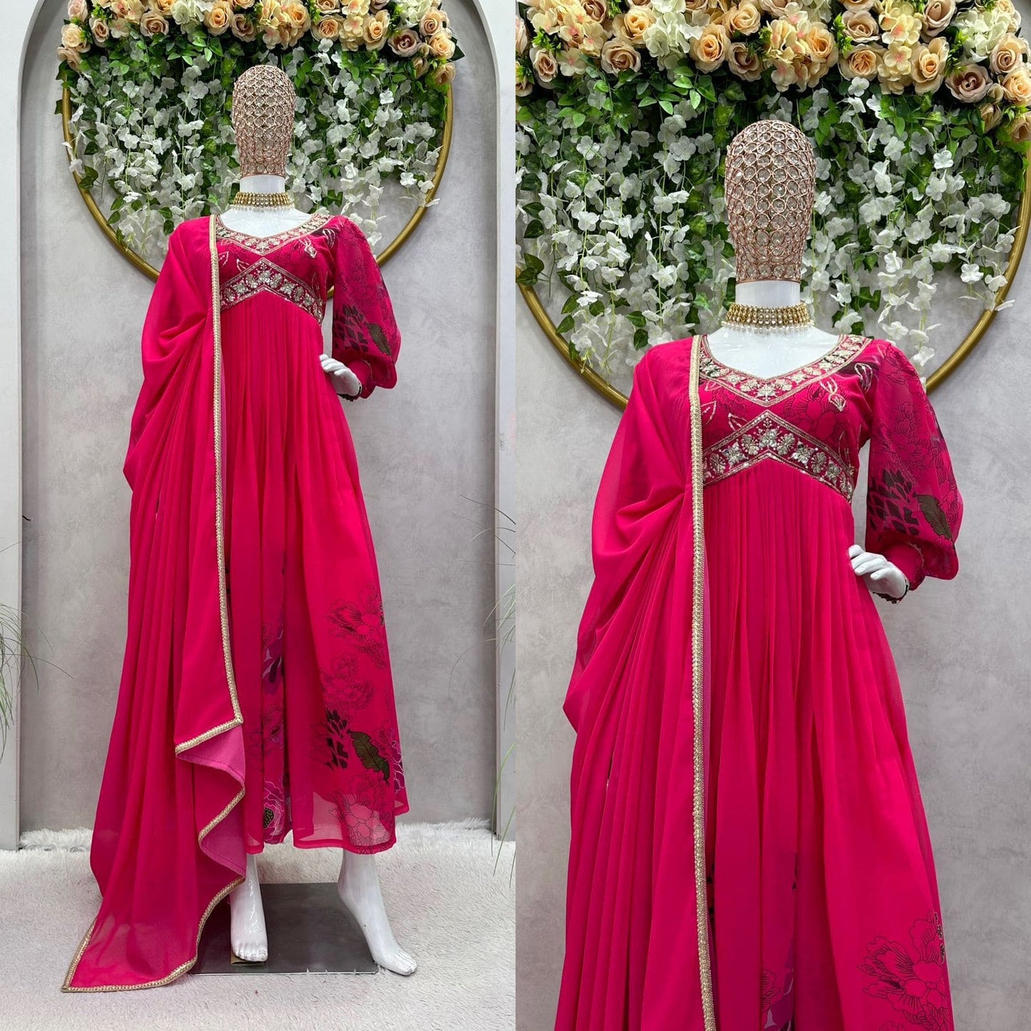 Designer Suit On heavy Faux Georgette fabric with Inner and Digital Print with Thread & Sequence Work