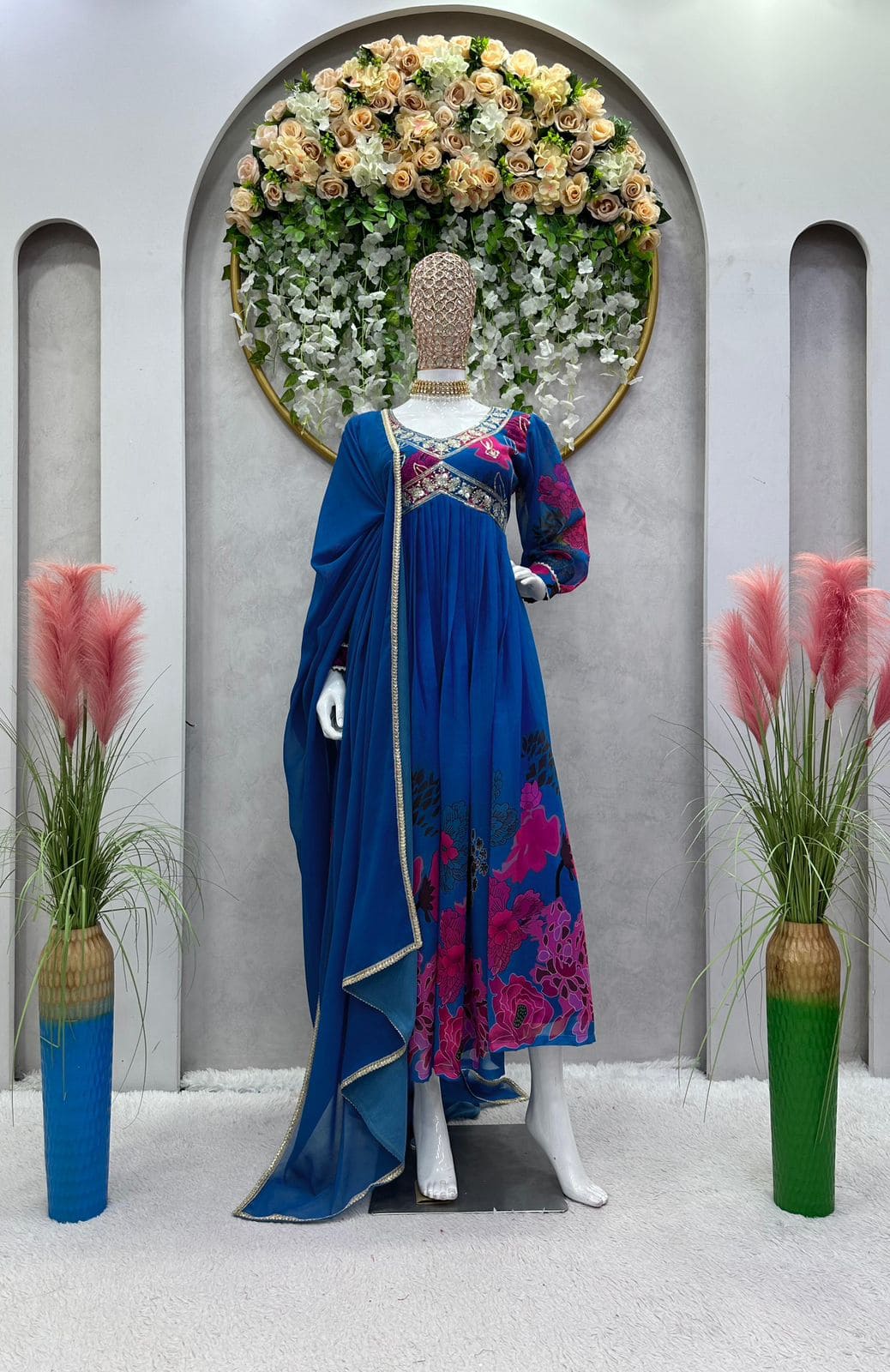 Designer Suit On heavy Faux Georgette fabric with Inner and Digital Print with Thread & Sequence Work
