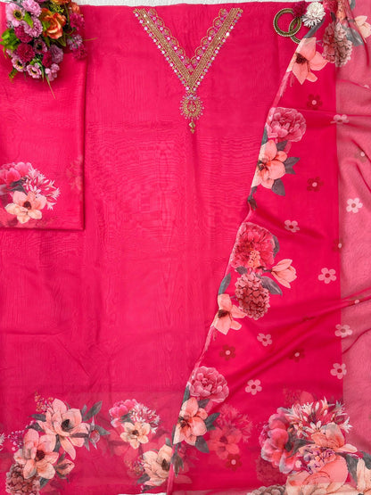 Designer Suit on Tibby Silk Fabric with inner and Thred & Sequence work