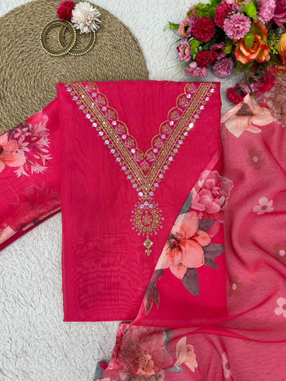Designer Suit on Tibby Silk Fabric with inner and Thred & Sequence work
