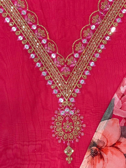 Designer Suit on Tibby Silk Fabric with inner and Thred & Sequence work