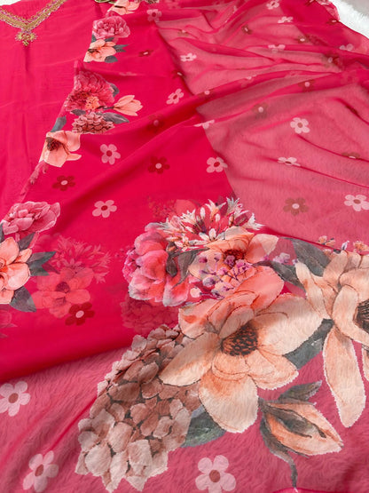 Designer Suit on Tibby Silk Fabric with inner and Thred & Sequence work