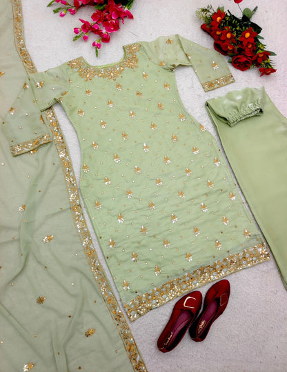 Designer Top Palazzo With Dupatta Set