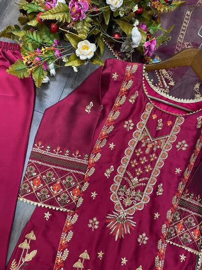 Designer Trending Sequence Embroidery Work Suit Pant And Dupatta