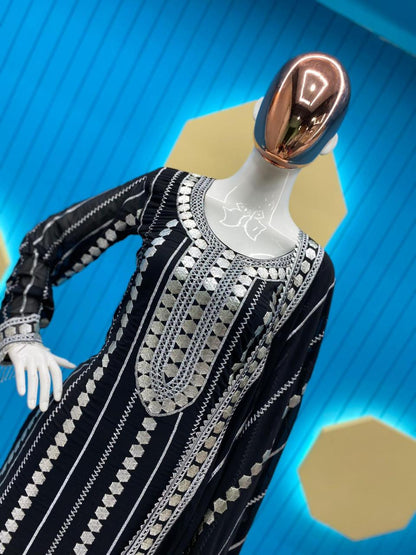 Designer Wear Faux Georgette Embroidered Suit With Real Foil Work