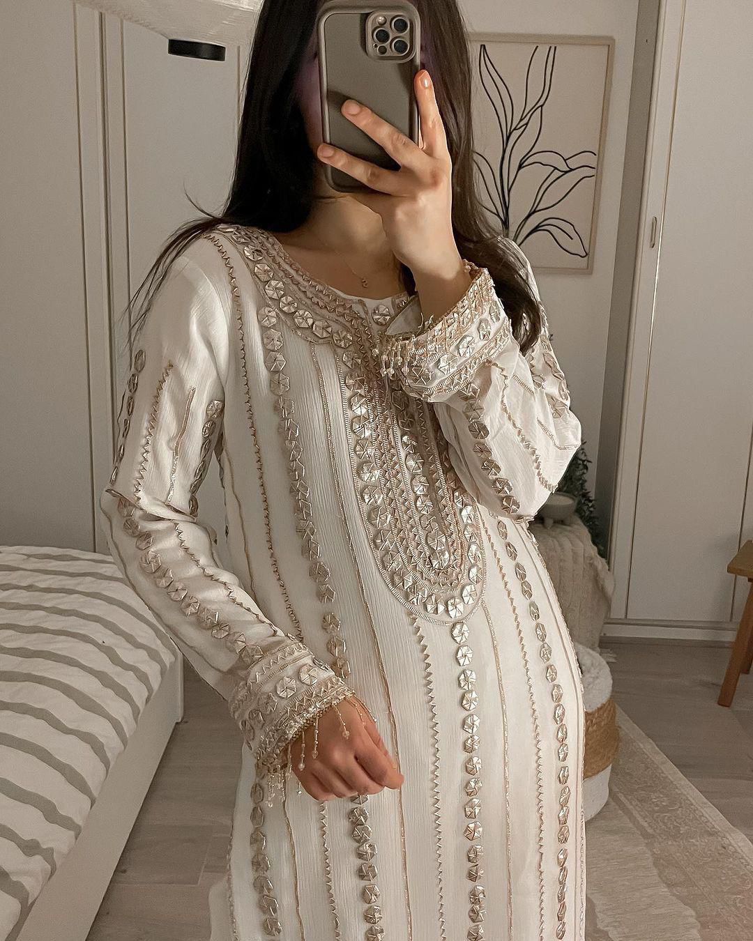 Designer Wear Faux Georgette Embroidered Suit With Real Foil Work