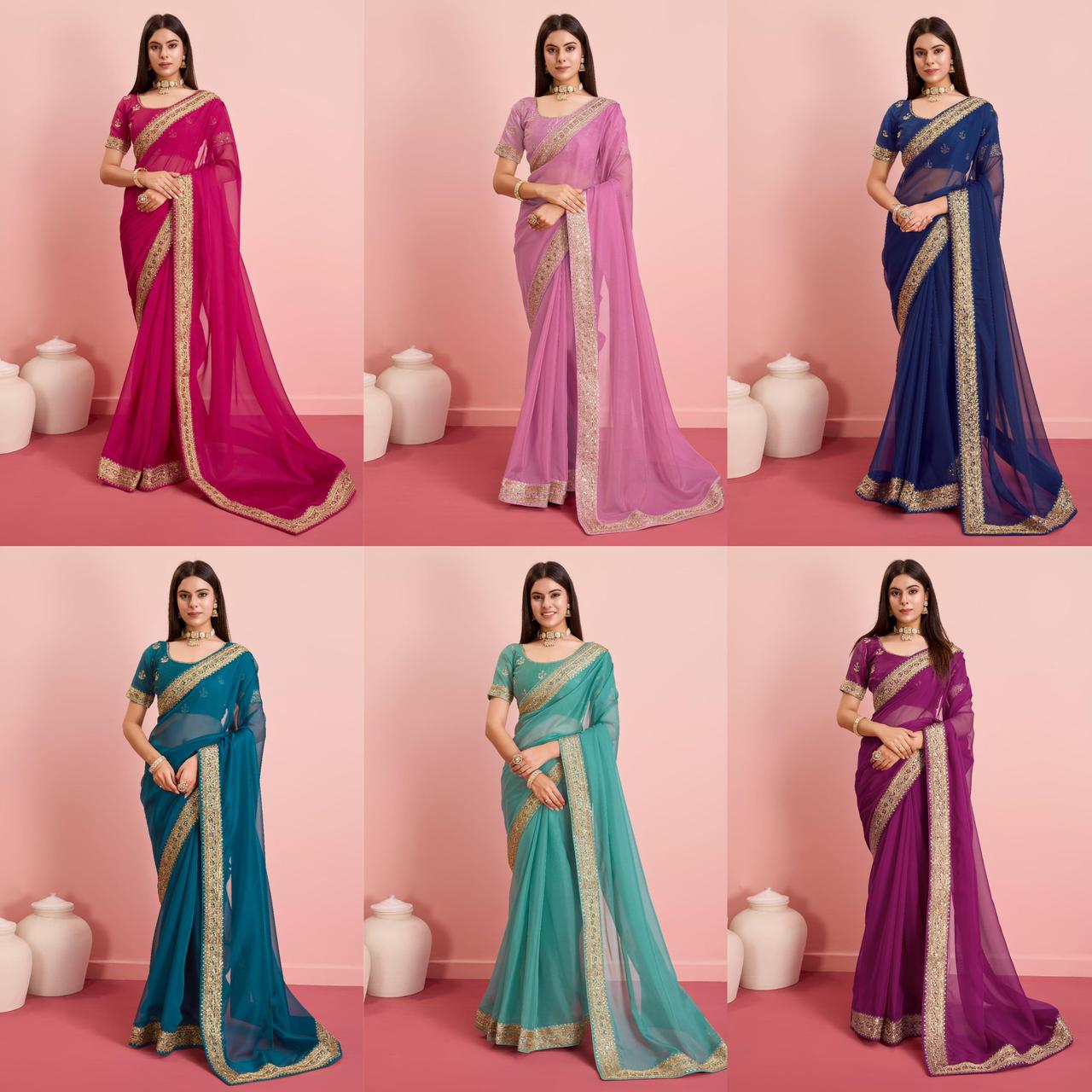 Party Wear Taby Silk Organza Saree