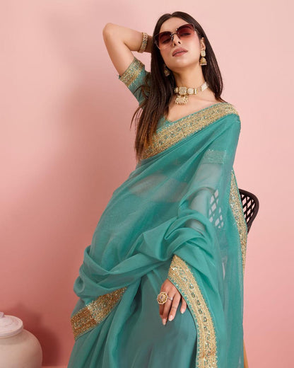 Party Wear Taby Silk Organza Saree