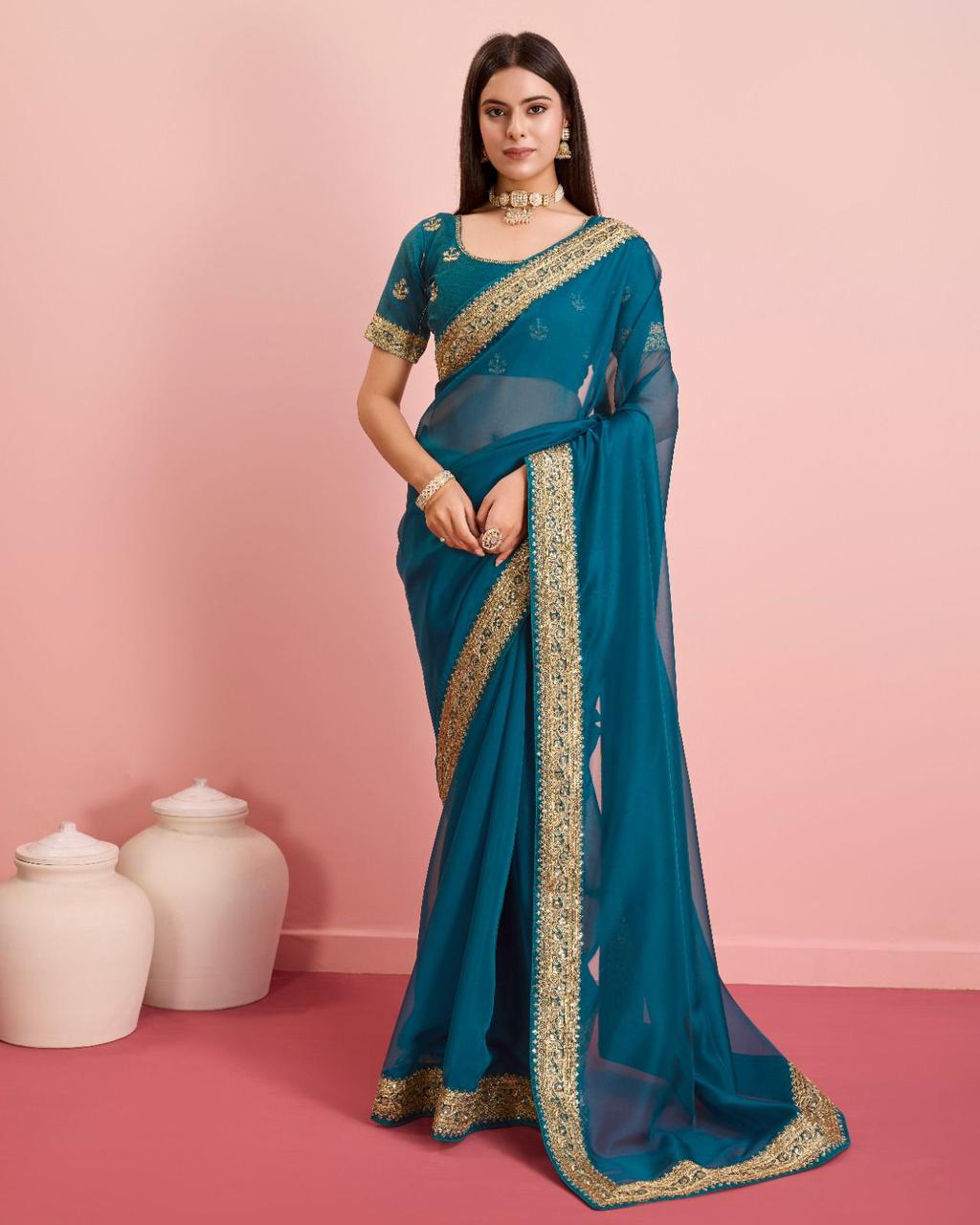 Party Wear Taby Silk Organza Saree