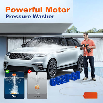 48V Rechargeable Electric Pressure Washer Gun Machine Tool for Bike, Gardening with Adjustable 3 in 1 Nozzle & 5M Hose Pipe, Car Washing