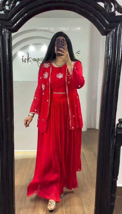 Georgette Festival Crop Top with Shrug