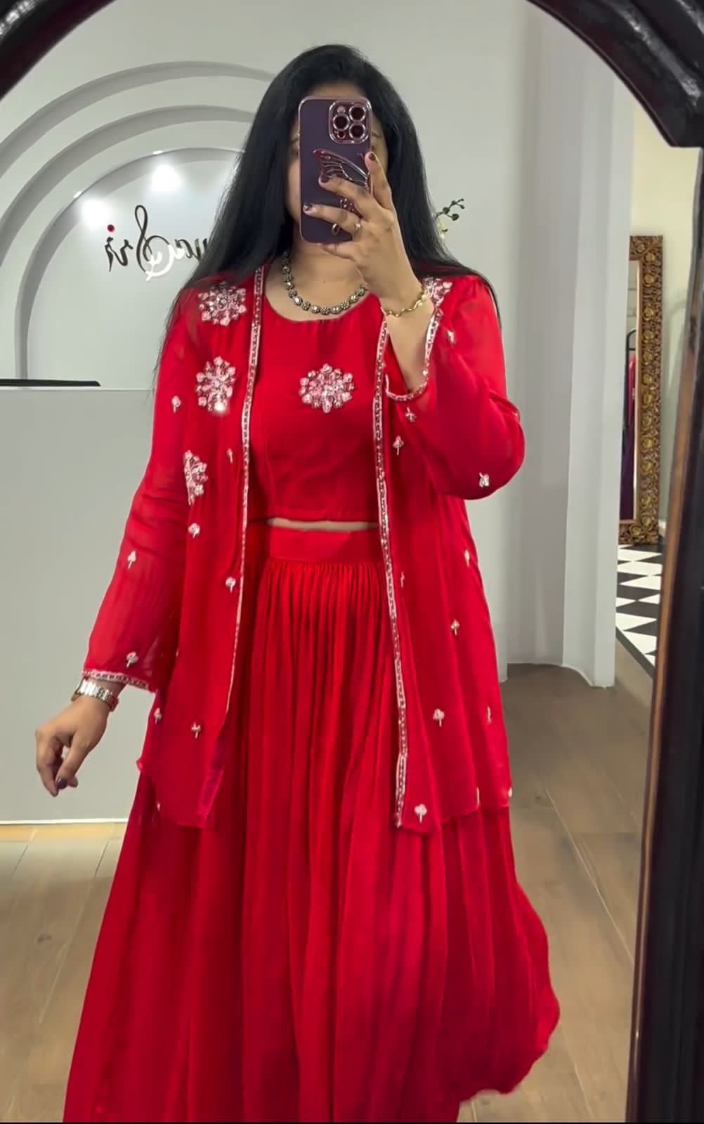 Georgette Festival Crop Top with Shrug