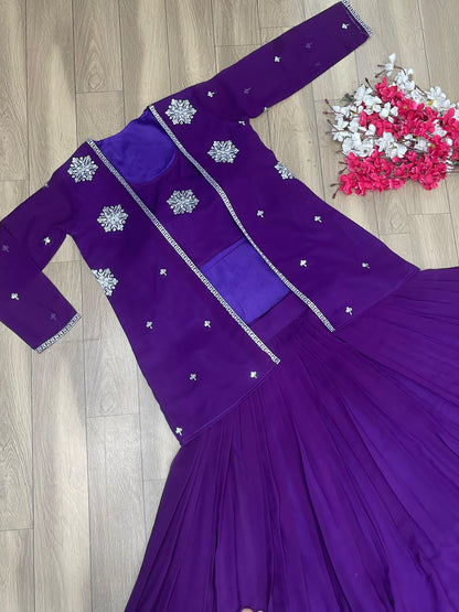 Georgette Festival Crop Top with Shrug