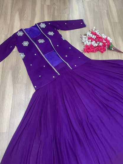 Georgette Festival Crop Top with Shrug